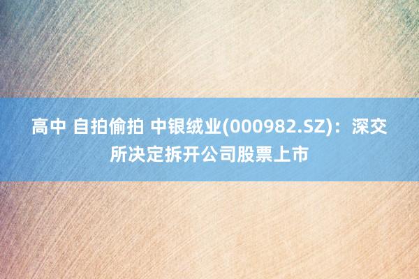 高中 自拍偷拍 中银绒业(000982.SZ)：深交所决定拆开公司股票上市